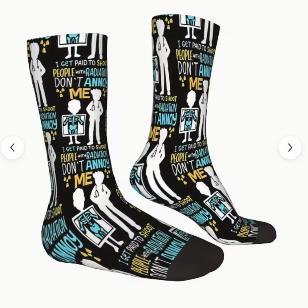 NEW X-Ray Tech Radiology Socks Funny Novelty Black Unisex Mens Womens One Size